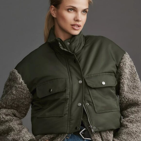 NWOT Anthropologie Avec Les Filles Fleece Twofer Jacket S